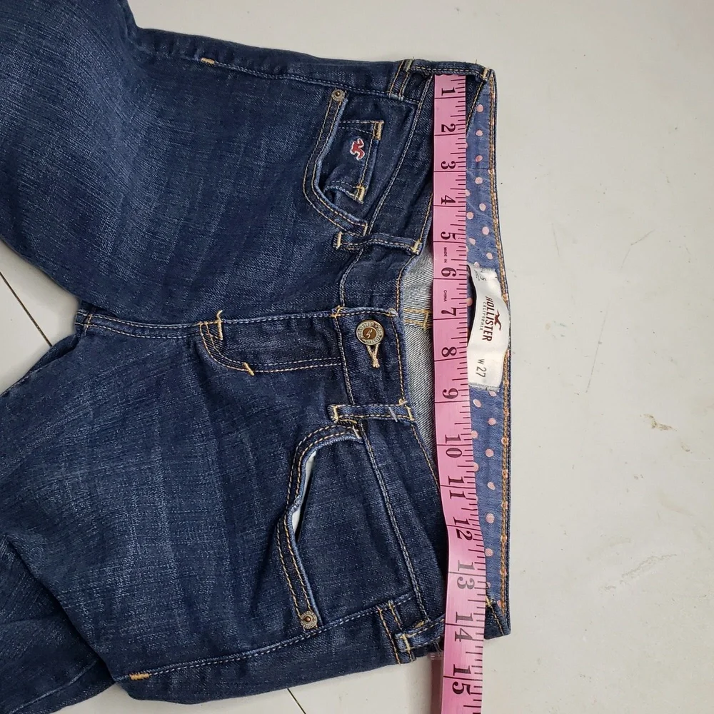 Hollister Womens Cotton Capri Roll Tab Hem Jeans Size 27 Denim Blue Y2K Low Rise